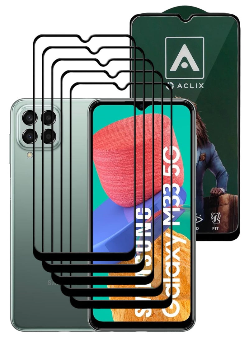ACLIX 5 Pieces Antistatic ESD Dustproof Premium Quality High Definition Tempered Glass Screen Protector Designed For Samsung Galaxy M33 - Image 1
