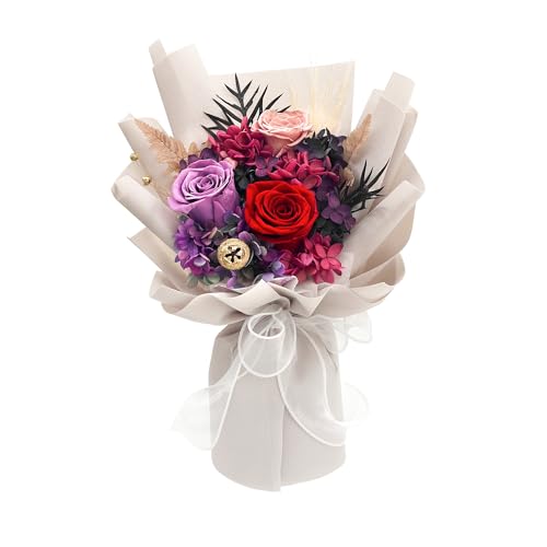 QOEAZY Flowers for Delivery, Preserved Flowers Bouquet with Gift Box, Rose Gifts for Women Mom Grandma - Image 1