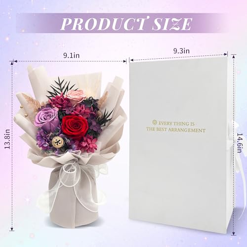 QOEAZY Flowers for Delivery, Preserved Flowers Bouquet with Gift Box, Rose Gifts for Women Mom Grandma - Image 3