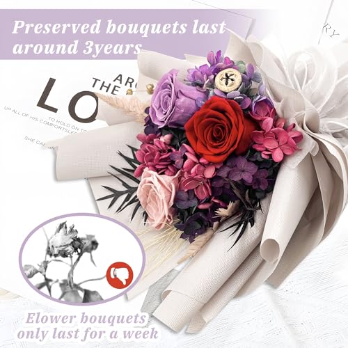QOEAZY Flowers for Delivery, Preserved Flowers Bouquet with Gift Box, Rose Gifts for Women Mom Grandma - Image 4