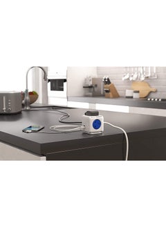 Allocacoc PowerCube Extended 4 Sockets 15m Cable 2USB Ports Blue  - Image 2