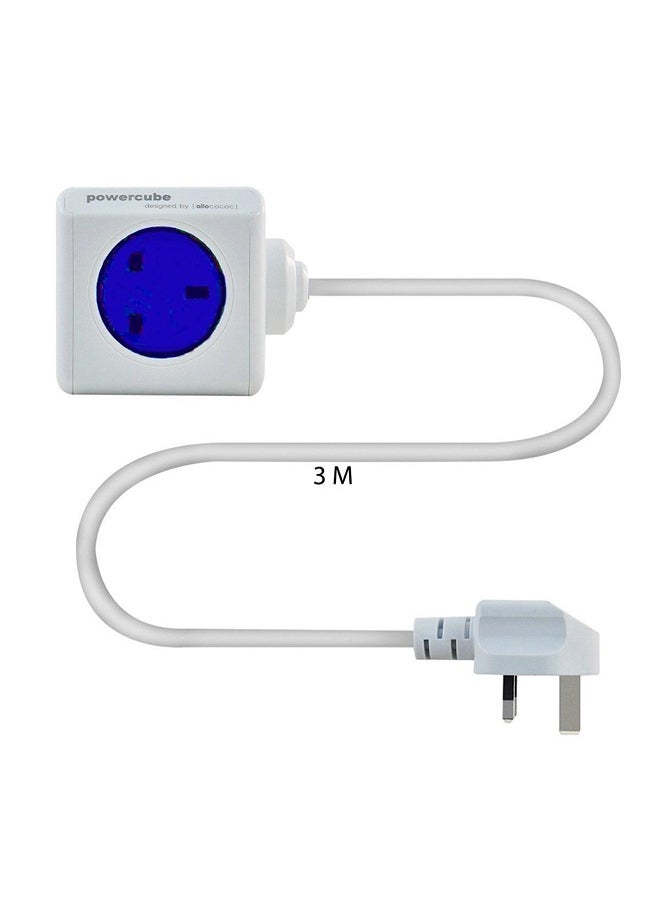 Allocacoc PowerCube Extended 4 Sockets 15m Cable 2USB Ports Blue  - Image 1