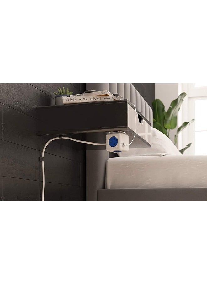 Allocacoc PowerCube Extended 4 Sockets 15m Cable 2USB Ports Blue  - Image 3