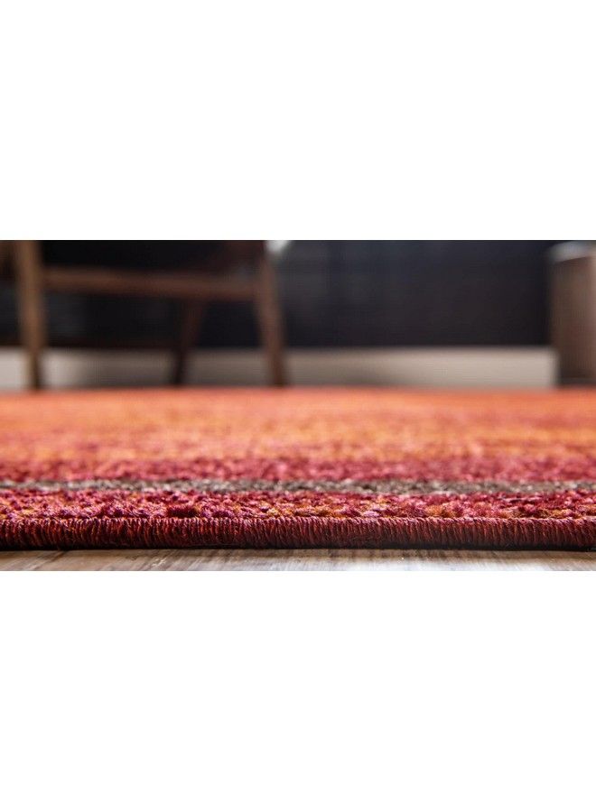 Unique Loom Autumn Collection Modern Contemporary Casual Abstract Area Rug Round 3' 3 X 3' 3 Terracotta Burgundy Border - Image 4