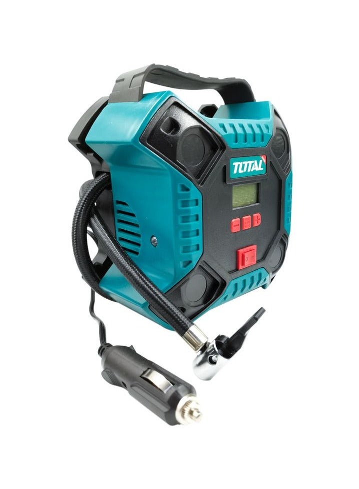 TOTAL 12V Portable Digital Air Compressor Pump, 160 PSI Car Tire Inflator with LCD Display, Fast Inflation, Multi-Purpose Nozzles, Compact Design for Cars, Bikes & Sports Balls - TTAC1601 - Image 2