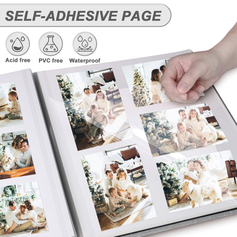 Aenbuslm Photo Album Self Adhesive Pages for 4x6 5x7 8x10 Pictures Scrapbook Magnetic Photo Albums with Sticky Pages Books with A Metallic Pen for Baby Wedding Family 11x10.6 Green 40 Pages - Image 2
