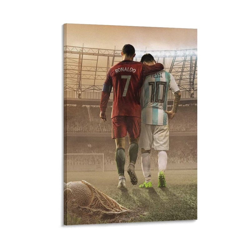 Cristiano Ronaldo And Lionel Messi Poster frames poster board Wall Art Prints Canvas painting for room aesthetic Decor ready to hanging 12x18 poster, Frame: 12 x 18 in (30 x 45 cm)