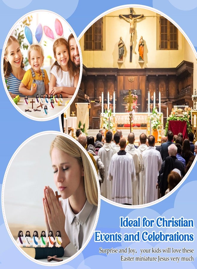 بيميمو مجموعة من 36 شخصية صغيرة ليسوع من Bememo بتصميم أصلي، لعبة يسوع المطاطية الصغيرة، قلادة صليب خشبية للعب الغميضة، هدايا الحفلات الدينية، هدايا معمودية مدرسة الأحد، هدايا عيد الفصح - Image 3