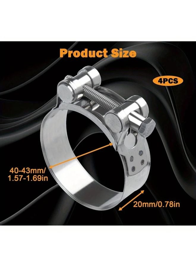 Stainless Steel Hose Clamps 4pcs Set 40 43mm For Pool Washing Machine Garden - Image 3