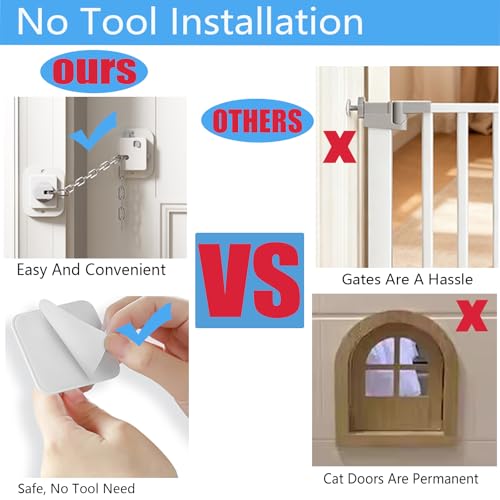 YEYA Cat Door Latch Holder - Adjustable Strap from 1.5" to 10", 1-Pack Door Stopper & Prop to Keep Door Open for Cats & Toddler, No Tools Required - Image 3