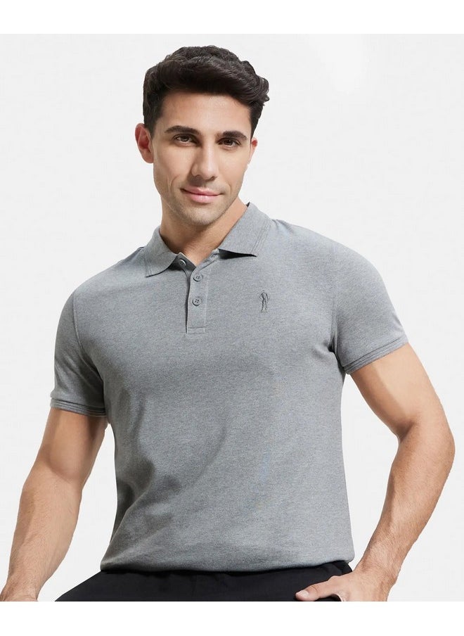 JOCKEY - Jockey Men's Solid Regular Fit Half Sleeved Polo T-Shirt (3912-01_Grey Melange 2XL) - Image 1