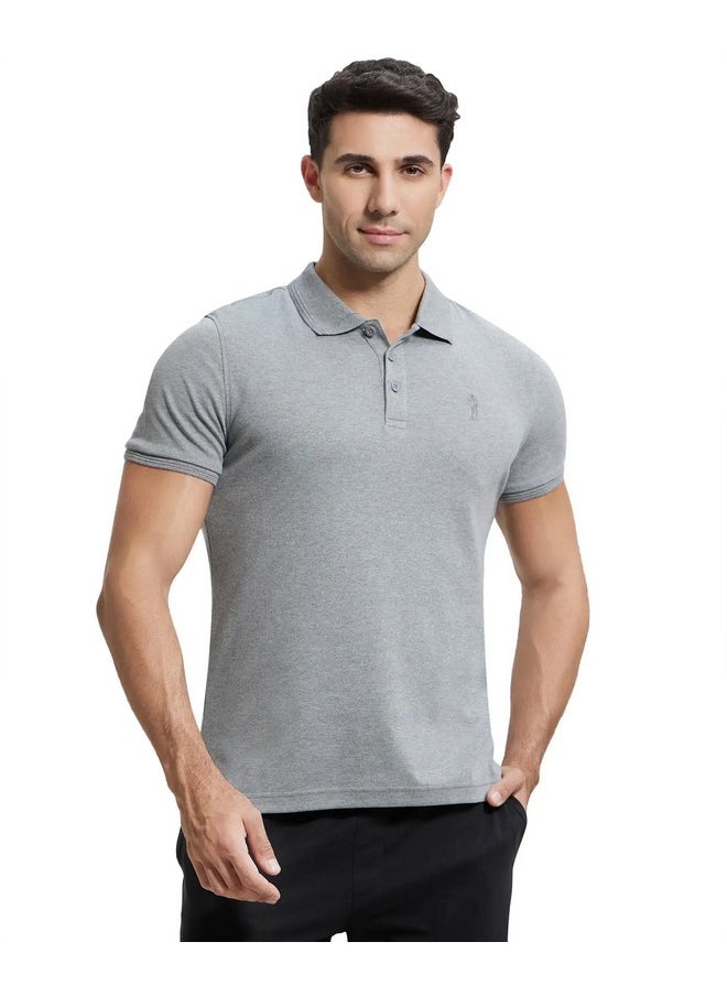 JOCKEY - Jockey Men's Solid Regular Fit Half Sleeved Polo T-Shirt (3912-01_Grey Melange 2XL) - Image 1