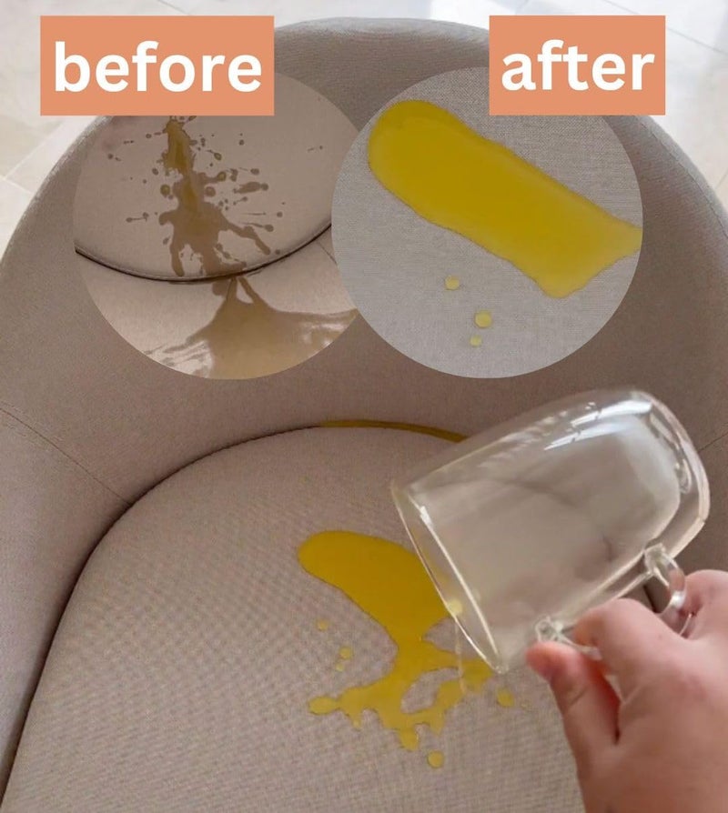 protectME Fabric Protector and Stain Resistant Spray - Upholstery Fabric Spray for Stain Guard for Carpet, Shoes, Couch, Sofa - Non Toxic Water Based Furniture Protector - 25.4 Fl. Oz. - Image 2