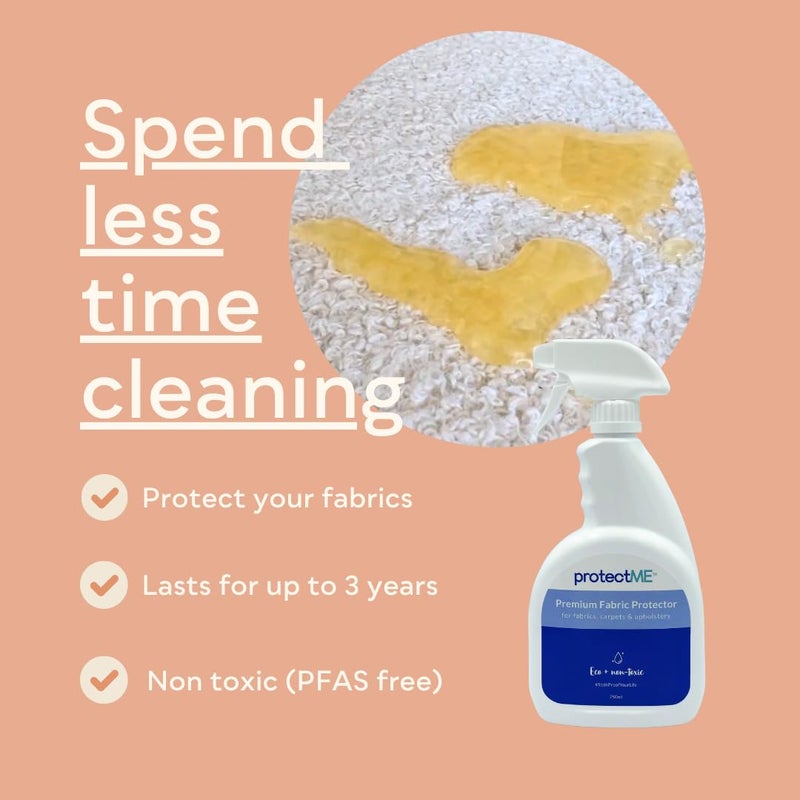 protectME Fabric Protector and Stain Resistant Spray - Upholstery Fabric Spray for Stain Guard for Carpet, Shoes, Couch, Sofa - Non Toxic Water Based Furniture Protector - 25.4 Fl. Oz. - Image 3
