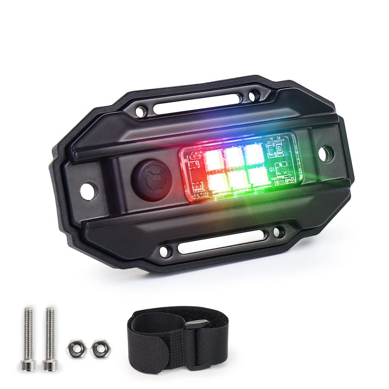 مصباح LED داخلي للسيارة مع حامل بار رول POVTOR RGB عالمي - UTV ATV بولاريس RZR كان آم شاحنة - أبيض/أحمر/أخضر/أزرق