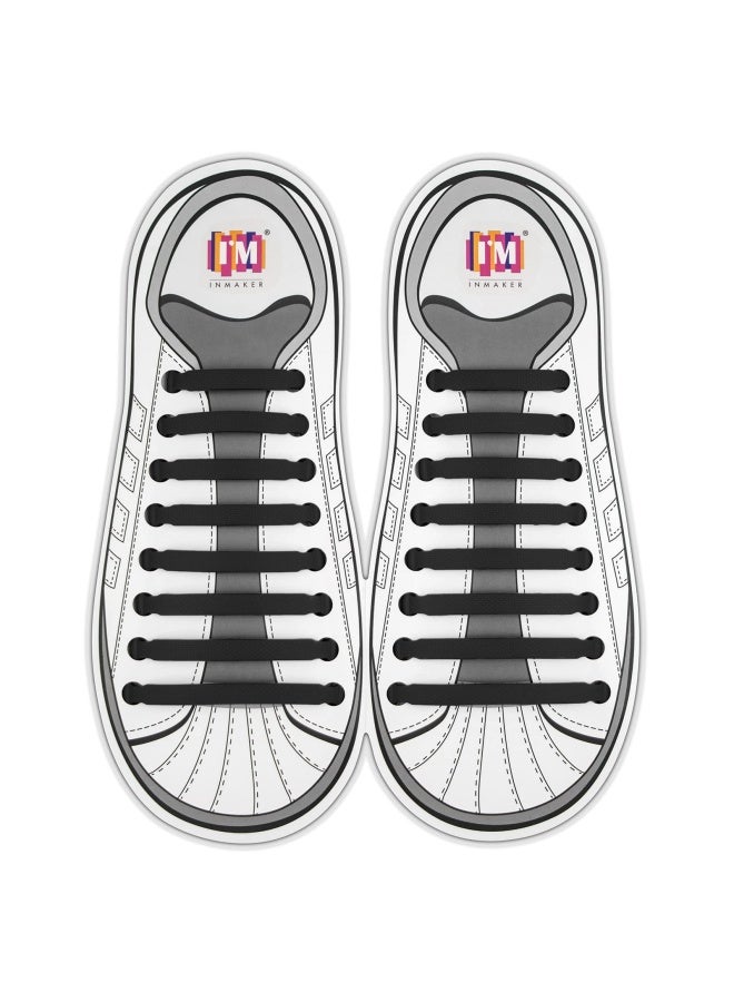 INMAKER No Tie Shoe Laces for Adults and Kids Elastic Shoelaces for Sneakers Rubber Silicone Tieless Laces - Image 1