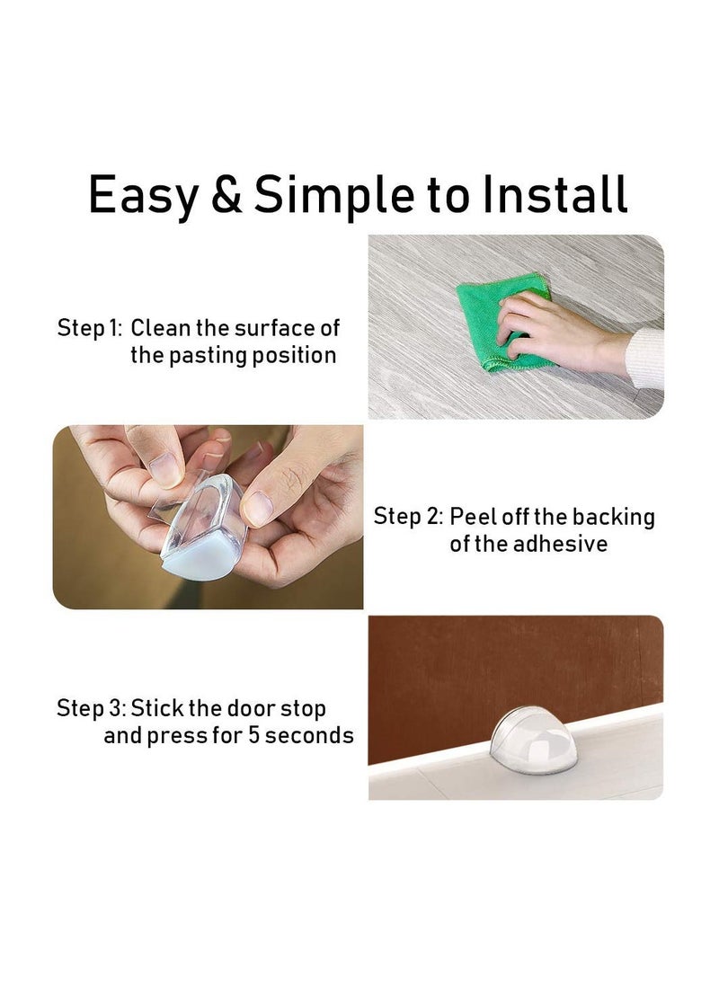 SYOSI - Doorstop, Wall Protection Self-Adhesive Door Stopper for Door Buffer Floor Stop Shock Absorbent Wall Bumper for The Home and Office Wall Protector - Clear 4pcs - Image 1