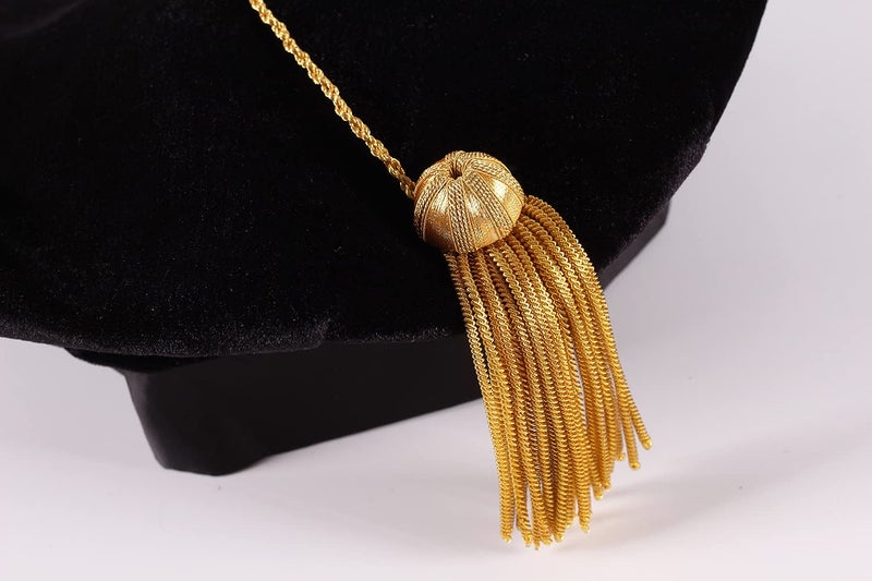 UIALECG Doctoral Graduation Tam PhD Black Velvet with Gold Bullion Tassel, 8-Sided Doctorate Cap - Image 5