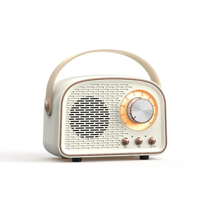 Retro Bluetooth Portable Speaker Wireless Boombox Ivory White Ivory White