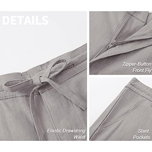 Janmid Men Casual Beach Trousers Linen Summer Pants (Dark Grey, 2XL) - Image 4