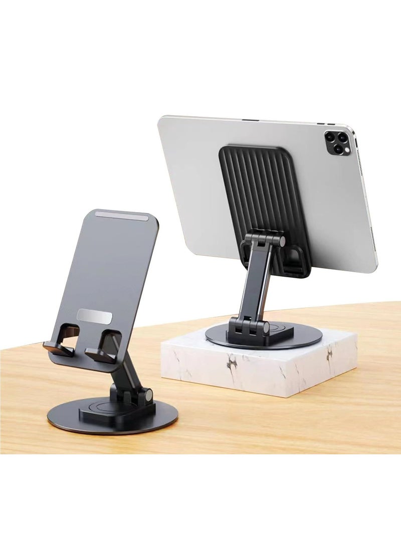 Cool Baby Foldable Cell Phone Stand for Desk Height Adjustable Stand 360° Cradle Rotating Portable Phone Stand Travel Compatible with All Smartphone iPhone IPad Tablet(Black) - Image 1