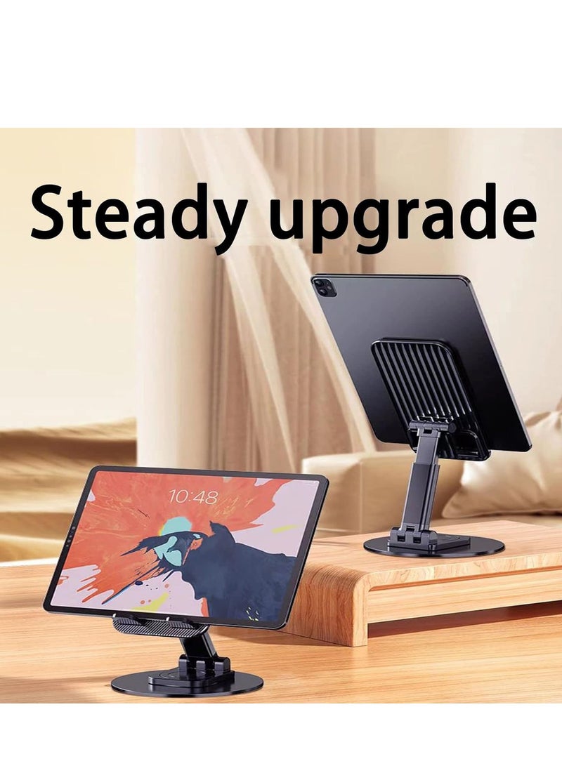 Cool Baby Foldable Cell Phone Stand for Desk Height Adjustable Stand 360° Cradle Rotating Portable Phone Stand Travel Compatible with All Smartphone iPhone IPad Tablet(Black) - Image 4