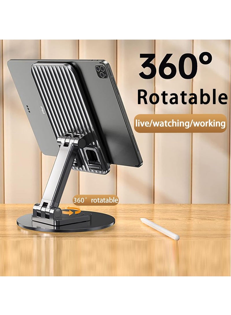 Cool Baby Foldable Cell Phone Stand for Desk Height Adjustable Stand 360° Cradle Rotating Portable Phone Stand Travel Compatible with All Smartphone iPhone IPad Tablet(Black) - Image 3