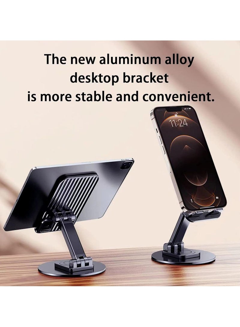 Cool Baby Foldable Cell Phone Stand for Desk Height Adjustable Stand 360° Cradle Rotating Portable Phone Stand Travel Compatible with All Smartphone iPhone IPad Tablet(Black) - Image 2