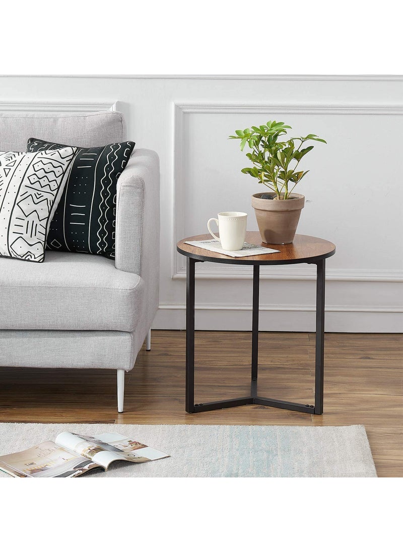 INDIAN DECOR INDIAN DECOR 48125 Round Side Table Wooden Coffee Tables Bedside End Table with Metal Base for Living RoomBedroomoffice Brown Made in India  - Image 4