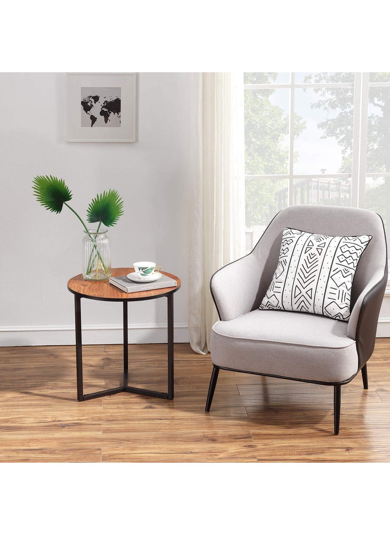 INDIAN DECOR INDIAN DECOR 48125 Round Side Table Wooden Coffee Tables Bedside End Table with Metal Base for Living RoomBedroomoffice Brown Made in India  - Image 5