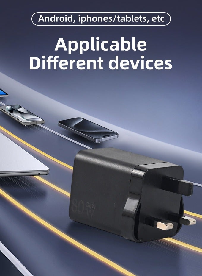 شاحن سريع بقوة 85 واط مع منفذ USB-C، متوافق مع هواتف S25 وS24 وS23 الترا، هواتف S25+ وS24+ وS23+، سلسلة تاب S9/S8، باللون الأسود - Image 4