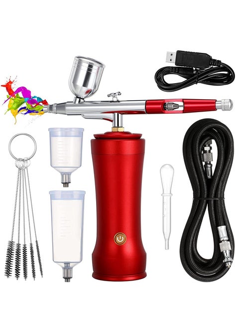 Portable Airsoft Set With Compressor 30psi Mini Wireless Airsoft Set With Air Hose Rechargeable Handheld Airsoft Set For Cake Decorating Art Make-up - Black