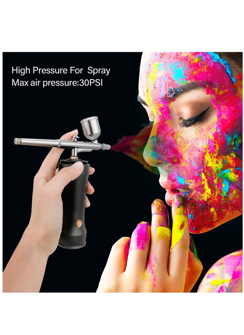 Arabest - Portable Airsoft Set With Compressor 30psi Mini Wireless Airsoft Set With Air Hose Rechargeable Handheld Airsoft Set For Cake Decorating Art Make-up - Black - Image 1