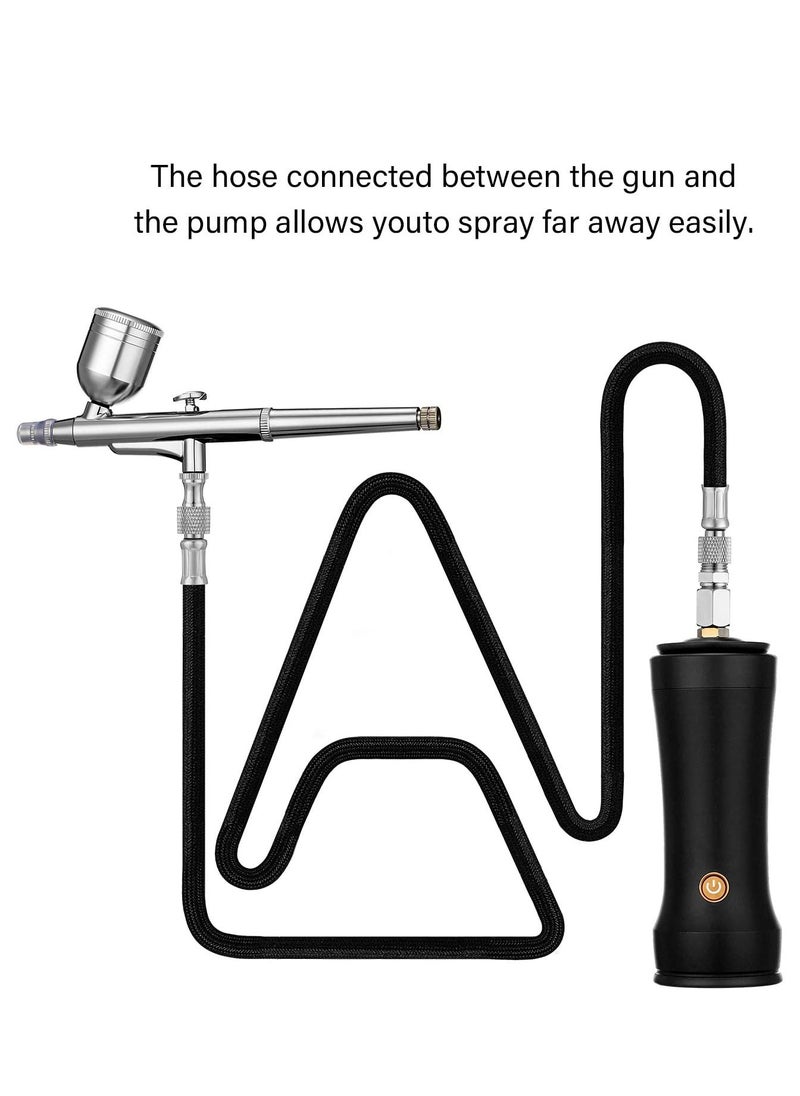 Arabest - Portable Airsoft Set With Compressor 30psi Mini Wireless Airsoft Set With Air Hose Rechargeable Handheld Airsoft Set For Cake Decorating Art Make-up - Black - Image 1