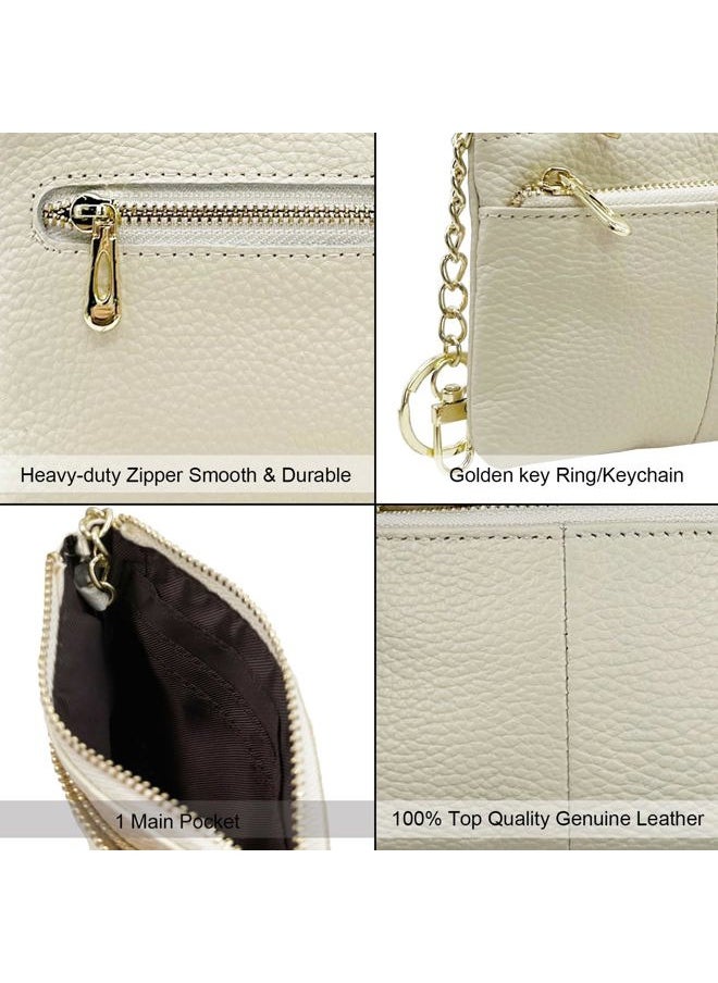 Beurlike - Womens RFID Coin Purse Change Wallet Small Leather Card Holder Keychain(White) - Image 1