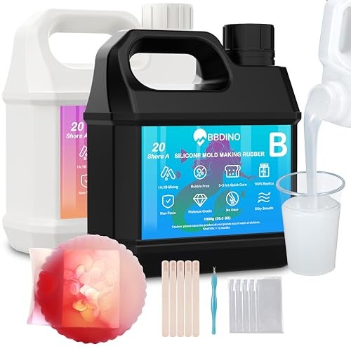BBDINO Silicone Mold Making Kit, Mold Making Silicone 20A Translucent 4.4 lbs, Liquid Silicone for Mold Making 1:1 by Volume, Ideal for Casting Resin, Soap, Plaster, Wax Silicone Molds - Image 1