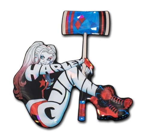 Elektroplate Officially Licensed DC Comics Harley Quinn Automotive Reflective Domed Decal 31 x 27 Premium 3D All Weather Sticker for Car Water Bottle Laptop Cooler Phone Made in the USA - Image 1