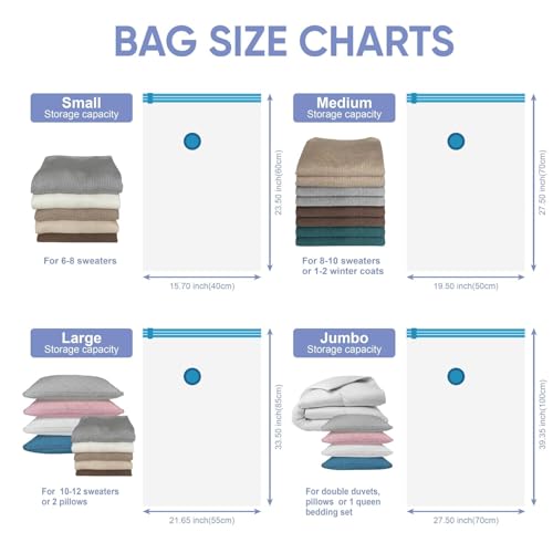 SELLWIZE PA,PE Vacuum Storage Bags with Electric Air Pump, 12 Medium (27.5x19,5in), Space Saver Bags with Pump, Storage Vacuum Sealed Bags for Clothes, Comforters, Blankets, Bedding, Black - Image 4