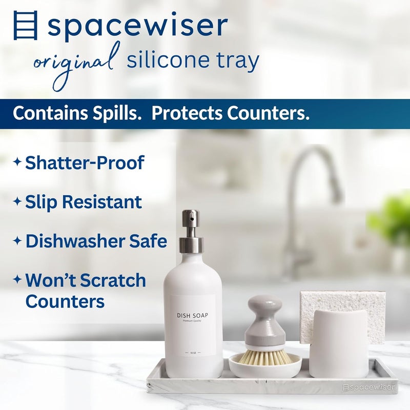 Spacewiser Countertop and Vanity Tray - 11.7" Shatterproof Bathroom Tray, Flexible Silicone Soap Tray for Kitchen Sink, Toilet Tank Tray, Bathroom Trays for Counter, Perfume Candle Key Valet Tray - Image 2