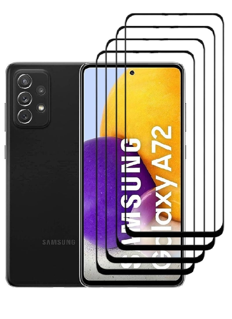 AINA 4 Pieces Tempered Glass Screen Protector 5D Designed For Samsung Galaxy A72 Full Glue Edge to Edge Full Screen Coverage And Bubble Free - Image 1