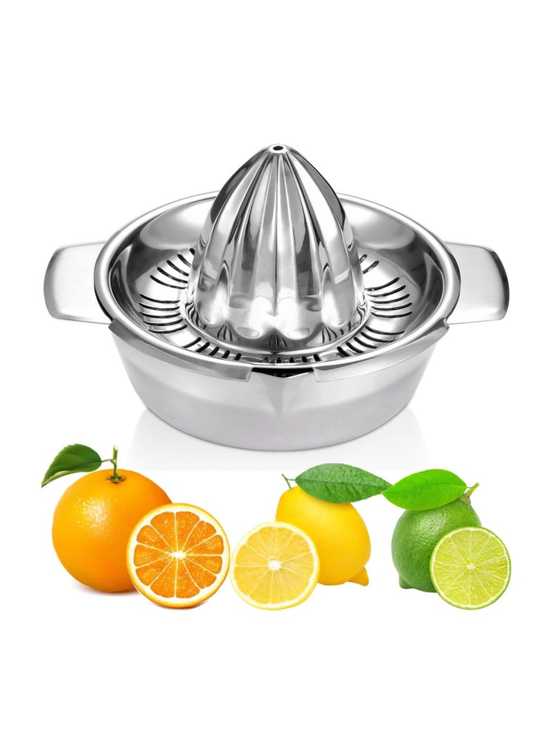 AMM Citrus Lemon Orange Grapefuit Juicer Manual Squeezer Stainless Steel Robust Hand Juicer Reamer Rotation Press with Strainer＆12 OZ Bowl 2 Pour Spouts Dishwasher Safe Easy to Clean - Image 1
