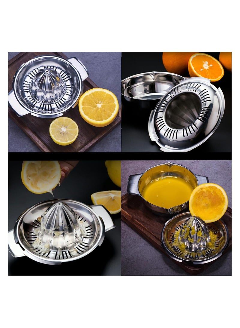 AMM Citrus Lemon Orange Grapefuit Juicer Manual Squeezer Stainless Steel Robust Hand Juicer Reamer Rotation Press with Strainer＆12 OZ Bowl 2 Pour Spouts Dishwasher Safe Easy to Clean - Image 4
