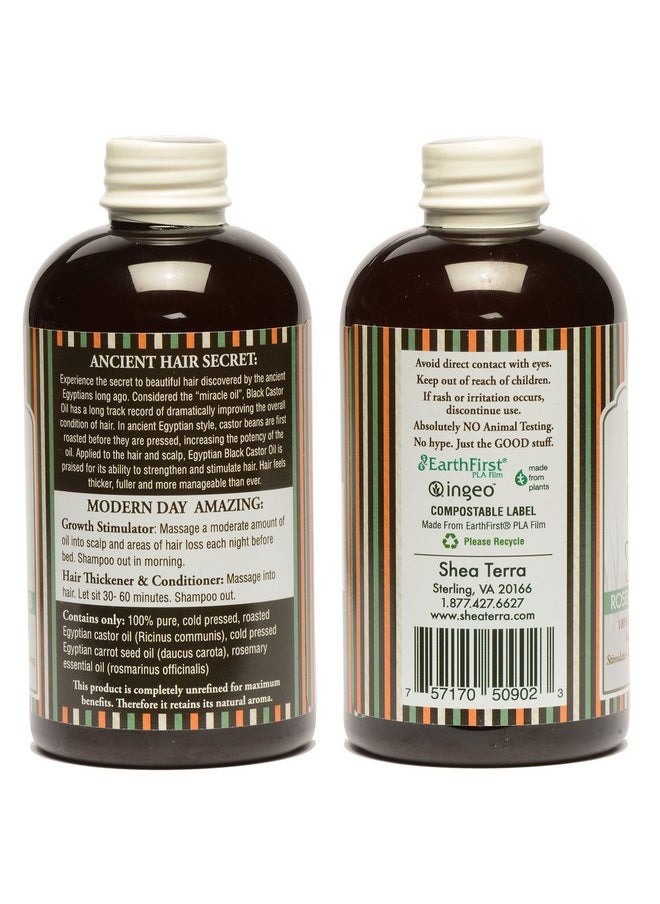 Shea Terra Organics - 100 Percent Pure Egyptian Black Castor Extra Virgin Oil Rosemary Carrot Seed Allnatural Strengthening And Conditioning Hair Oil For Healthy Hair Growth And Scalp 8 Oz - Image 1