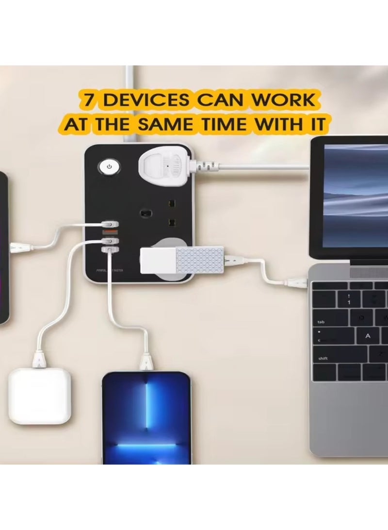 مشترك كهرباء مع 3 مقابس تيار متردد PD TYPE C و3 منافذ USB QC 3.0 لشاحن سامسونج أبل هواوي XIAOMI OPPO VIVO REALME - Image 4
