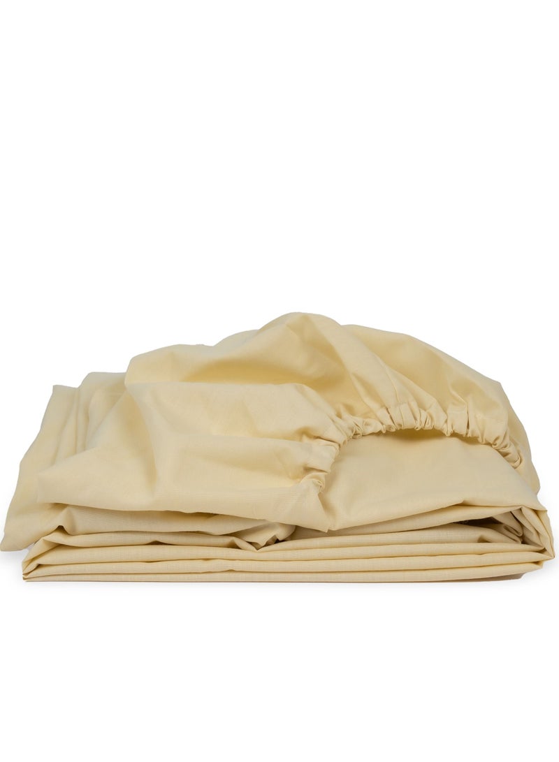Home of linens Fitted Sheet Cream 200x200 - Image 1