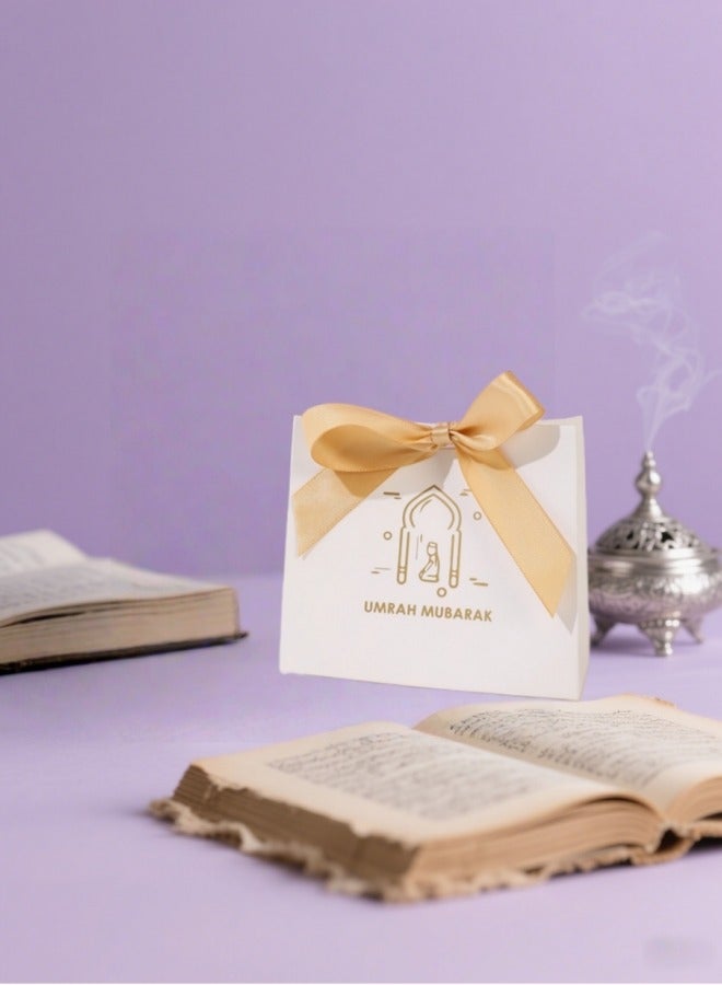 10-Piece Gift Bags with Golden Bow Ribbons, Candy Bags for Umrah Gifts - Image 2