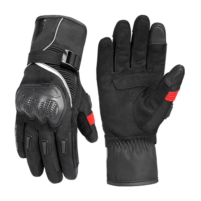 Winter Motorcycle Gloves: Black XL Double Finger Touch Screen - Waterproof Anti Slip Thermal Motorcycle Gloves for Cold Weather Motorcycle Riders - Image 1