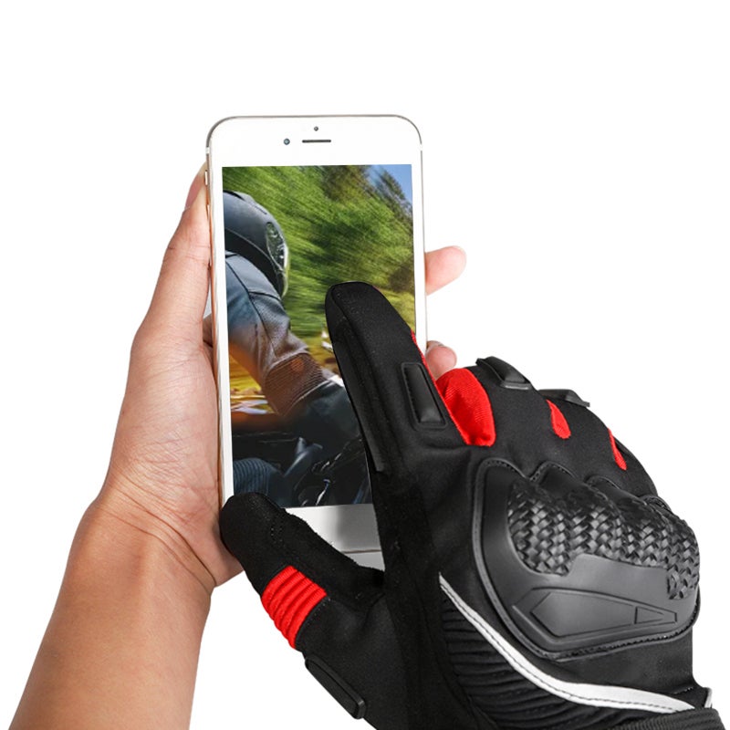 Winter Motorcycle Gloves: Black XL Double Finger Touch Screen - Waterproof Anti Slip Thermal Motorcycle Gloves for Cold Weather Motorcycle Riders - Image 3