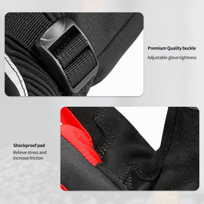 Winter Motorcycle Gloves: Black XL Double Finger Touch Screen - Waterproof Anti Slip Thermal Motorcycle Gloves for Cold Weather Motorcycle Riders - Image 5