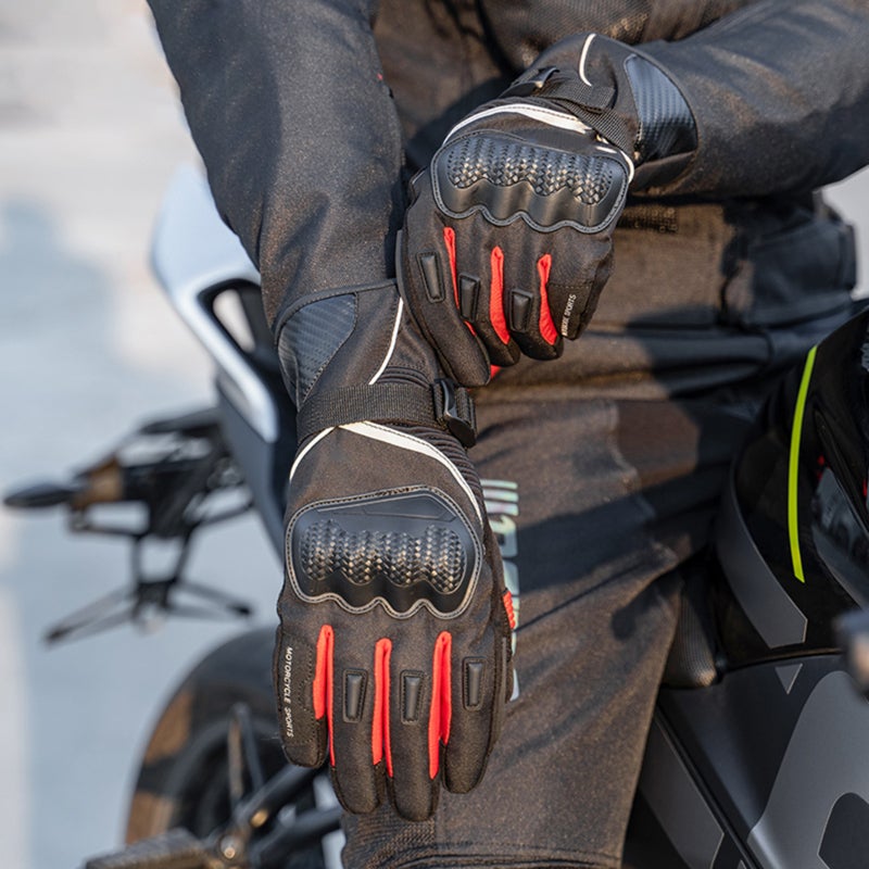 Winter Motorcycle Gloves: Black XL Double Finger Touch Screen - Waterproof Anti Slip Thermal Motorcycle Gloves for Cold Weather Motorcycle Riders - Image 4